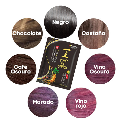 Shampoo Universo en Linea Shampoo Tinte Tinte para cabello Shampoo con tinte en sachet de 30mL por 1 unidad de 180g