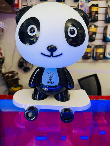 Lampara De Noche Panda Skateboard Negro Con Blanco Negro