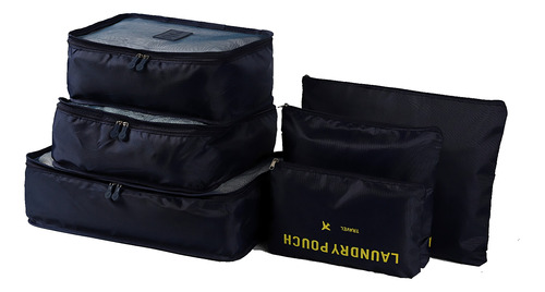 Set De 6 Piezas Organizadores Equipaje Bolsas Viaje Negro