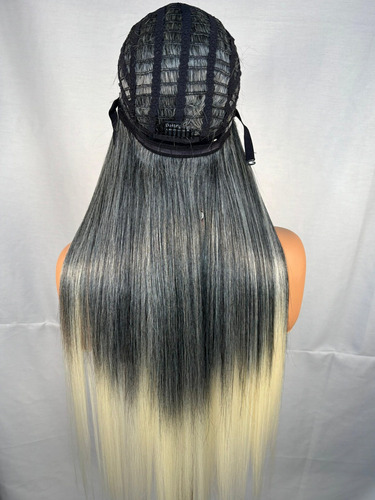 Peluca De Cabello Natural Oncologica De Encaje Frontal Wayan Balayage Negro Con Rubio 1
