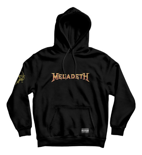 Buzo Hoodie Negro Estampado Megadeth Logo