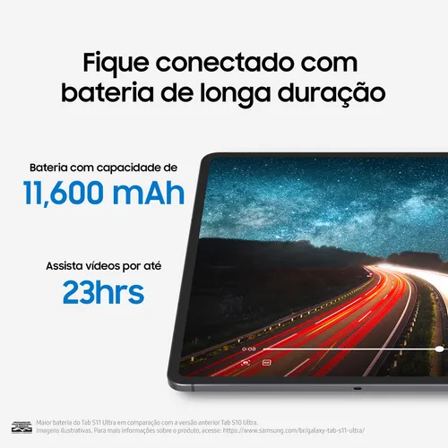 Tablet Samsung Galaxy Tab S11 Ultra Wifi, 512gb, 12gb Ram, Galaxy Ai, S Pen, Capa Teclado, Tela Imersiva De 14,6  120hz, Hdr10+, Camera 13mp, Ip68, Android 16 Cinza