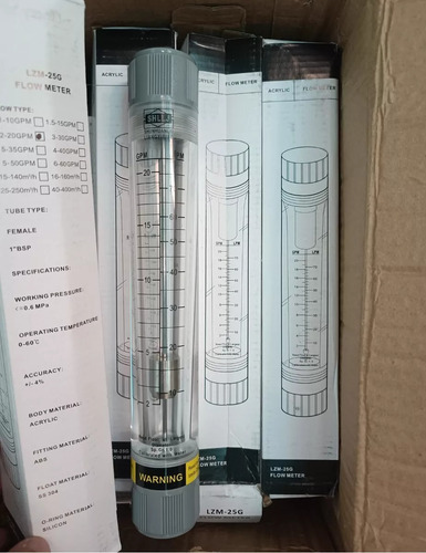 Rotametro Flujometro Tubular 20 Gpm 1 Pulgada