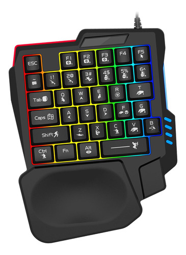 Teclado Para Juegos Color Retroiluminado Mini Con Una Mano