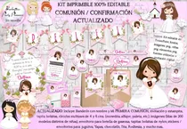 Comprar Kit Imprimible Candy Bar Comunion Nena Rosa 100% Editable