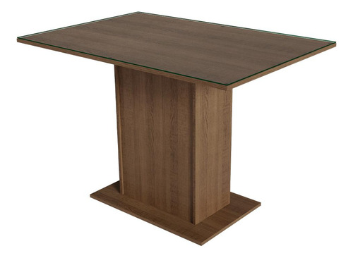 Sala De Jantar Mesa Tampo De Vidro 4 Cadeiras Viena Madesa Cor Rustic/Crema/Sintético/Bege
