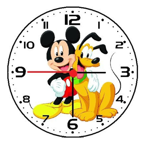 Reloj De Pared Mickey Pluto Con Marco Negro