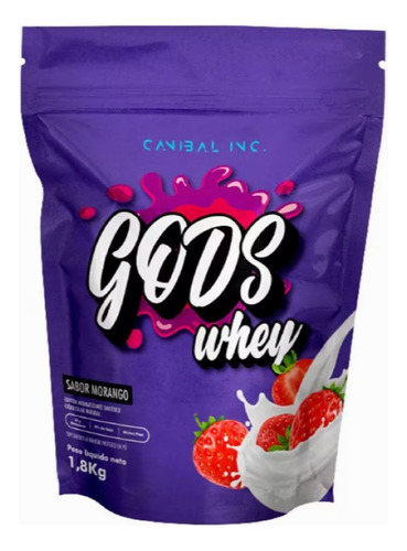 Suplemento Em Pó Canibal Inc  Gods Whey 100% Concentrado Proteínas Gods Whey 100% Concentrado Sabor  Morango Em Refill De 825g