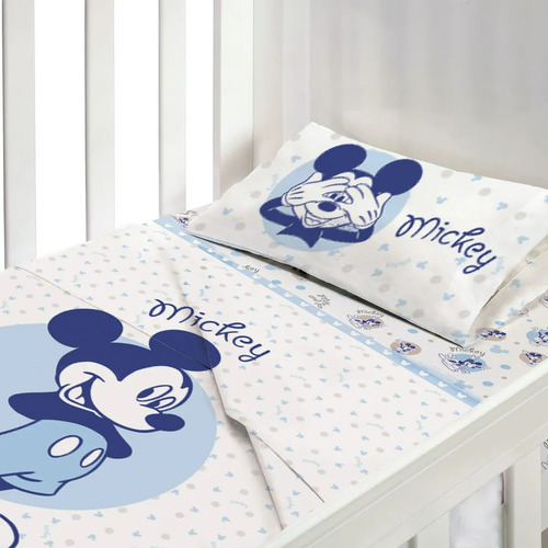Juego De Sábanas Cuna Piñata Mickey Mouse Blanco Mickey Mouse