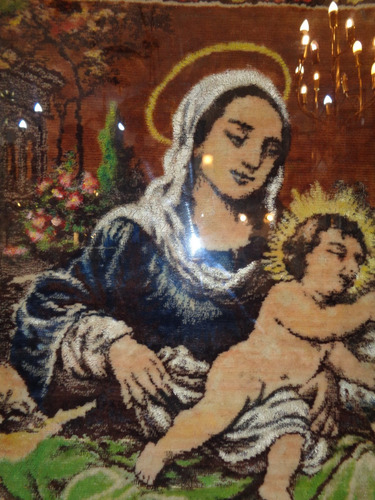 Imagen 4 de 10 de Antiguo Cuadro Con Tapiz De La Sagrada Familia