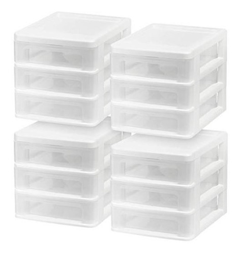 Organizador Cajonera Para Oficina Set 4 Piezas Blanco Iris