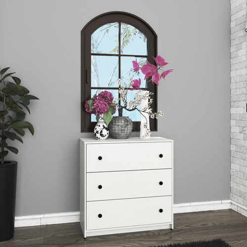 Cómoda - Modena, Mueble Armable Para Ropa De 3 Cajones Blanco Touch