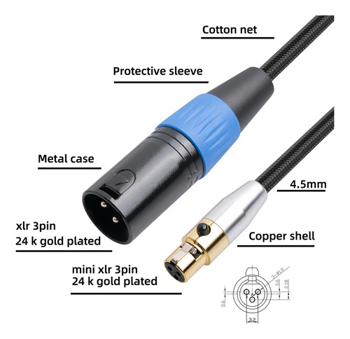 Cable Adaptador Mini-xlr De 4,5 Mm Mini Xlr Hembra A Xlr 3m