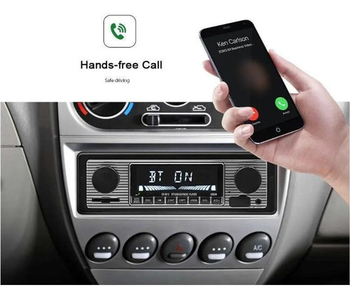 1 Din Retro Coche Estéreo Vintage Con Bluetooth Aux Usb Fm