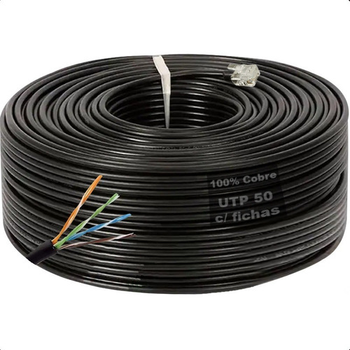 Cable Utp 50m Cctv 100% Cobre Cat 5e Con Ficha Rj45 Exterior