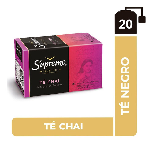 Te Supremo Indian Chai Premium 20 Unidad(2 Display)super