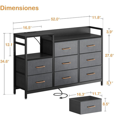 Burós Cómoda Recamara Minimalista Noche Con 8 Cajones