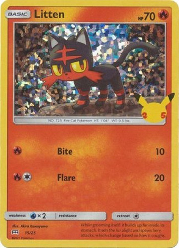 Litten 15/25 25th Anniversary Holo Promo Pokemon Tcg