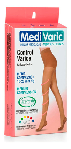 Media Dama Cadera 15-20 Mmhg Medivaric Transparente Talla M 