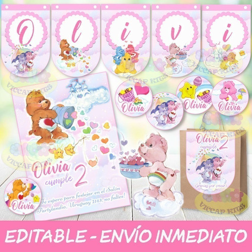 Kit Imprimible Ositos Cariñosos Nena 100% Editable Candy Bar