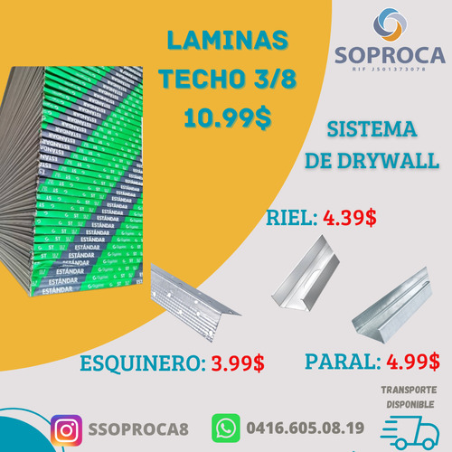 Laminas De Drywall 1/2 Y 3/8