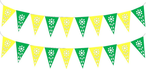 Decoración Banderin Plástico Calado Verde-amarillo 10 Tira 8