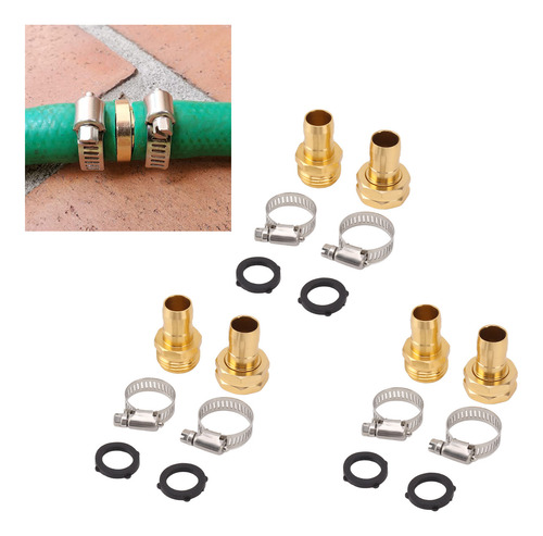 Kit De 3 Abrazaderas De Jardín Con Conector De Reparación De