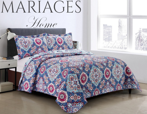 Imagen 4 de 6 de Cubrecama Quilt Cover Reversible +fundas King Calgary D1