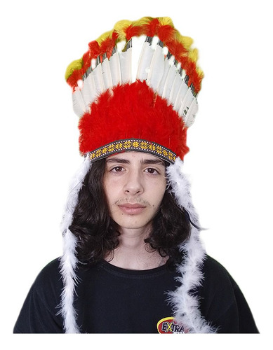 Cocar Indígena De Penas Apache