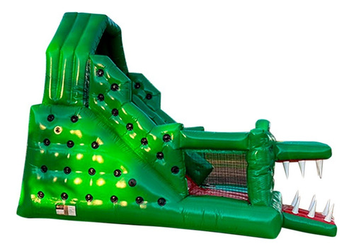 Tobogã Premium Jacaré Top C/ Motor - Brinquedo Inflável Mami Cor Verde-escuro