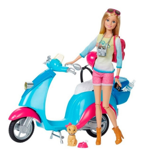 Barbie Moto/scooter Con Accesorios - Original Barbie Mattel