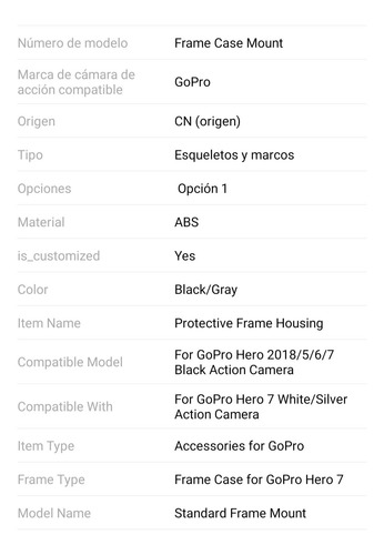 Carcasa Black Para Gopro Hero 2018-5-6-7black-silver&white