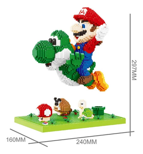 Rompecabezas Bloques 3d Figura Mario Bros Con Yoshi En Vuelo