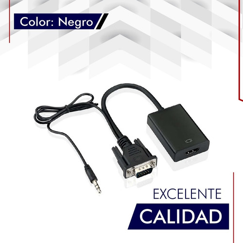 Imagen 6 de 9 de Cable Adaptador Conversor Vga A Hdmi Full Hd + Audio + Usb