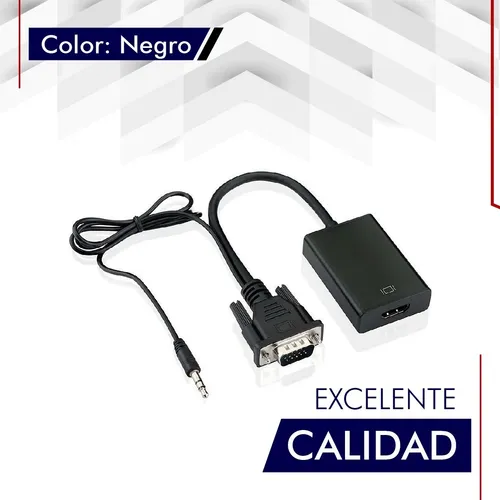 Conversor Vga A Hdmi Con Audio Conecta Notebook A Tv Full Hd