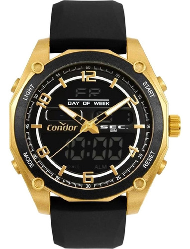 Relógio Condor Masculino Digital Dourado - Cobjk626aa/6p Correia Preto Fundo Preto