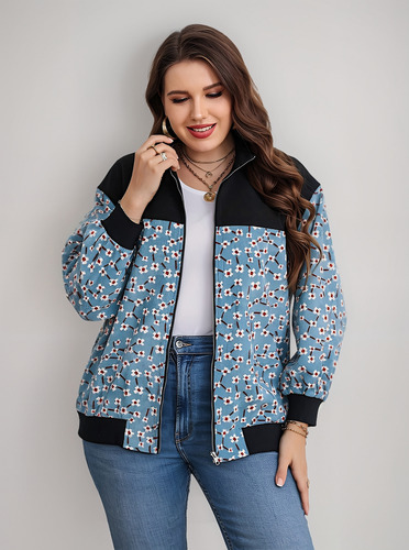 Chaqueta Mujer Estampada Talla Grande