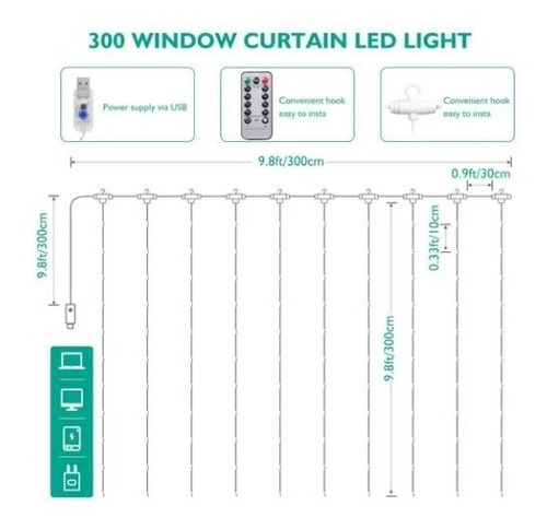 Imagen 3 de 4 de 2 Cascada De Luz Led Blanco Calido