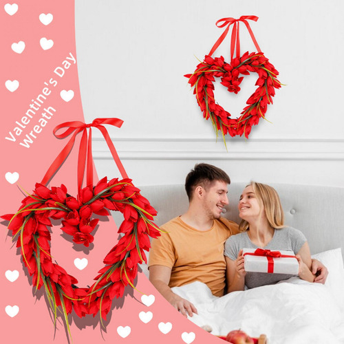 Corona De Valentín, Tulipán Rojo, Decoración Colgante