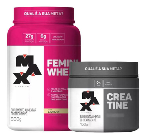 Kit Femini Whey Pote 900g + Creatina 150g Sabor Baunilha