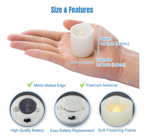 Idea De Velas 24 Luces De Té Led Parpadeantes Con Alimentaci