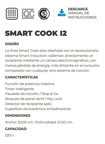 Imagen 3 de 6 de Anafe Electrico A Induccion Ormay 2 Hornallas Smart Cook I2