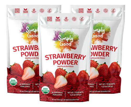 Kit X3 Und Simply Good Frutilla Orgánica En Polvo X 120g