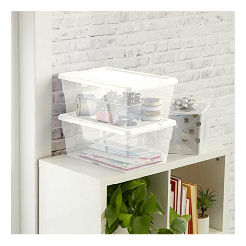 Caja Almacenamiento Tapa Abatible, 12 Unidades,