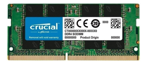 Memoria RAM para portatil Gamer DDR4 2666MHz color verde 8GB 1 Crucial CT8G4SFS8266