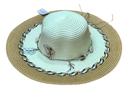 Sombrero Pava Playero Para Dama Siliconado Adorno Gl79