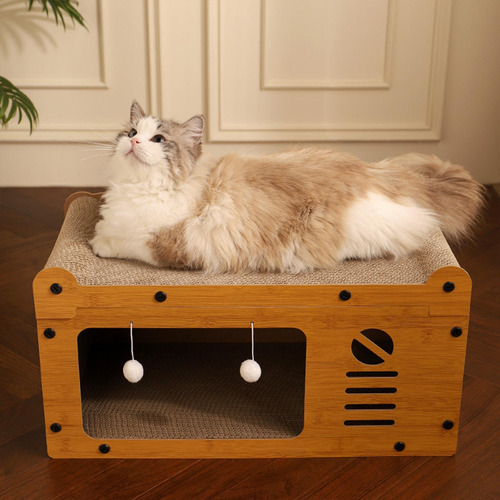 Cardboard Cat House Condo Esconderse Descansando Y Durmiendo