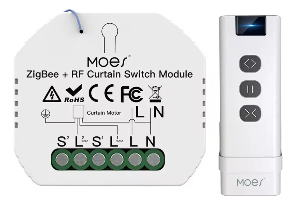 Interruptor Cortina Zigbee + Rf Casa Inteligente + Controle