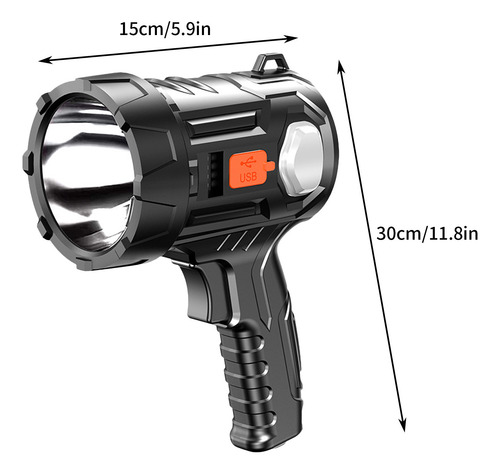 Linterna Grande De Mano Recargable Con Luces Led