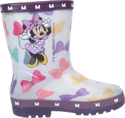 Bota De Lluvia Luces Minnie Mouse Botin Niñas Disney 1222447